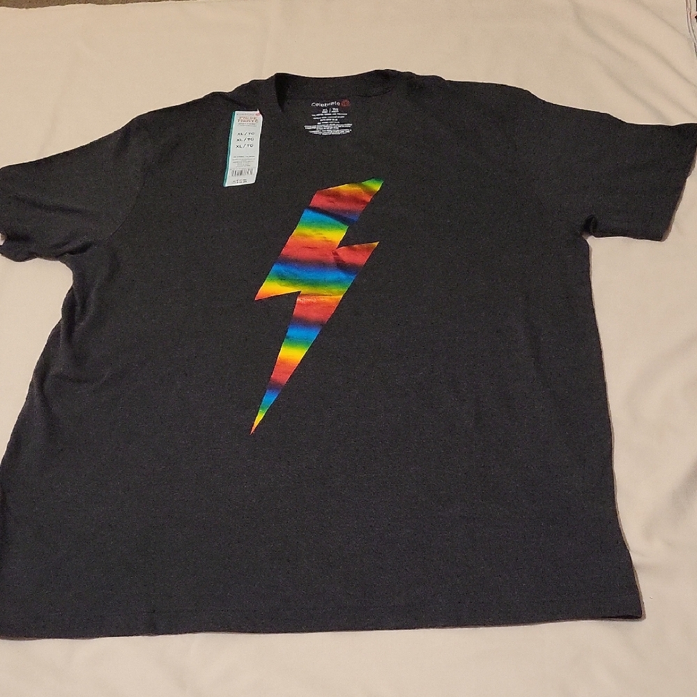 Celebrate It T-Shirt with Rainbow Bolt